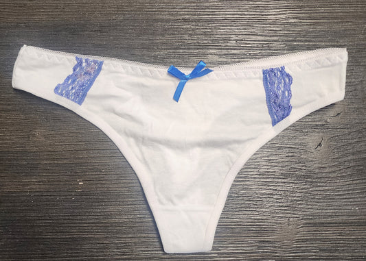 White and Blue lace thong