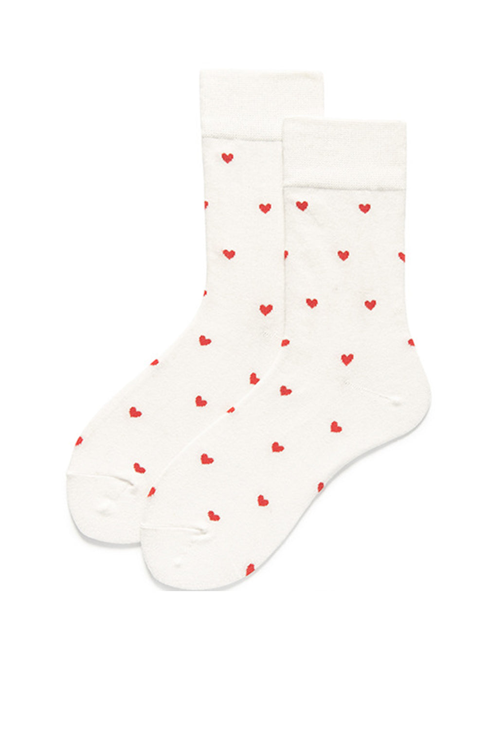 White Valentines Heart Pattern Cotton Socks