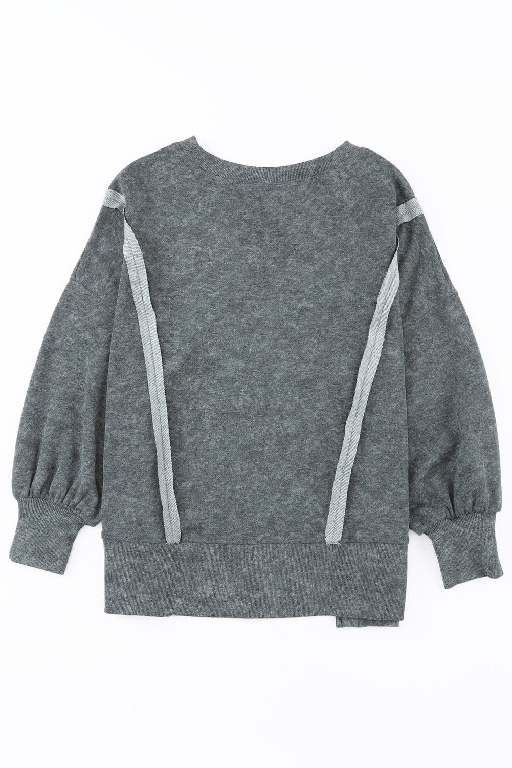 Gray Expose Seamed Acid Washed Split Plus Size Sweatshirt